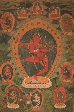 Vajravarahi (Vajrayogini); Bhutan; 18th century; Pigments on cloth; C2009.18